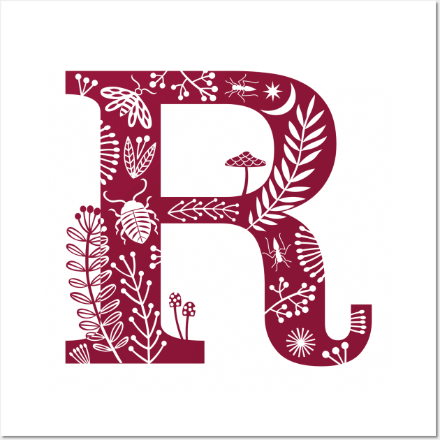 Letter R Maroon Wall Art by Maggiemagoo Designs